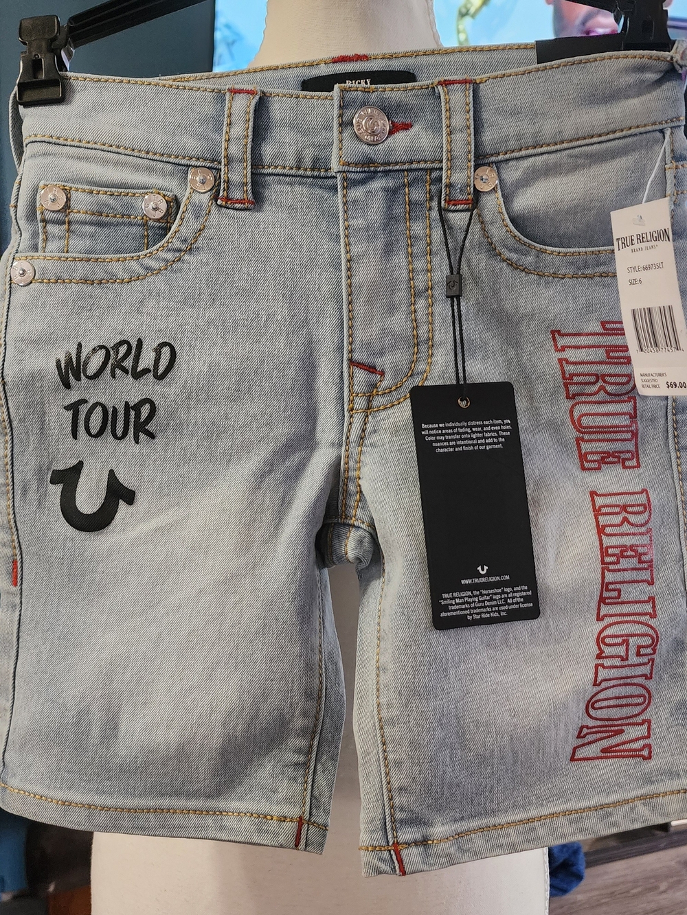 True Religion Boys/ Girls Jean Shorts  Sz 6 NWT